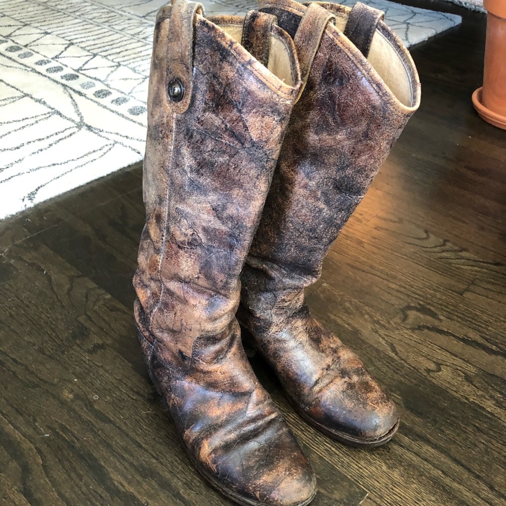 FRYE LIMITED ED. DISTRESSED LEATHER KNEE HIGH BOOT